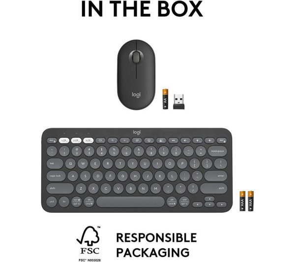 LOGITECH Pebble 2 MK380 Wireless Keyboard & Mouse Set - Graphite