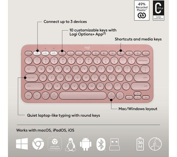 LOGITECH Pebble 2 MK380 Wireless Keyboard & Mouse Set - Rose
