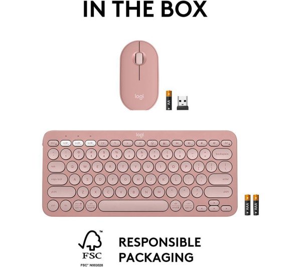 LOGITECH Pebble 2 MK380 Wireless Keyboard & Mouse Set - Rose