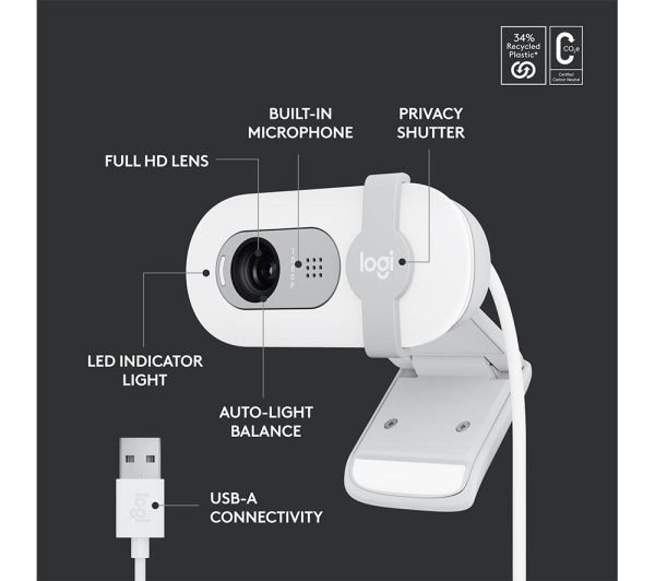 LOGITECH Brio 100 Full HD Webcam - White