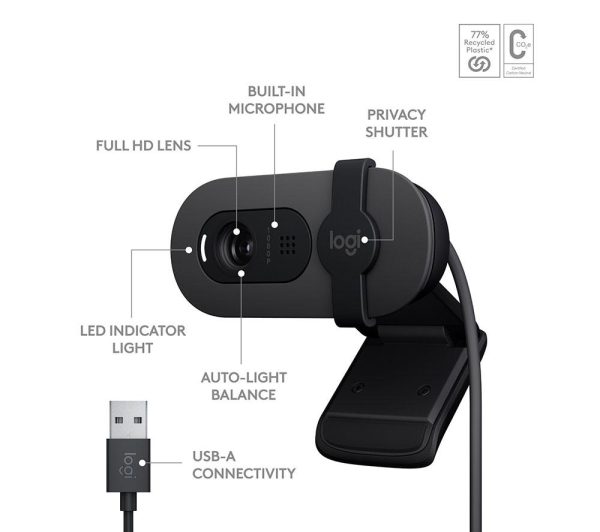 LOGITECH Brio 100 Full HD Webcam - Graphite