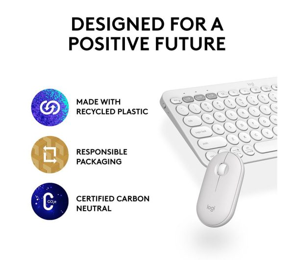 LOGITECH Pebble 2 MK380 Wireless Keyboard & Mouse Set - Offwhite