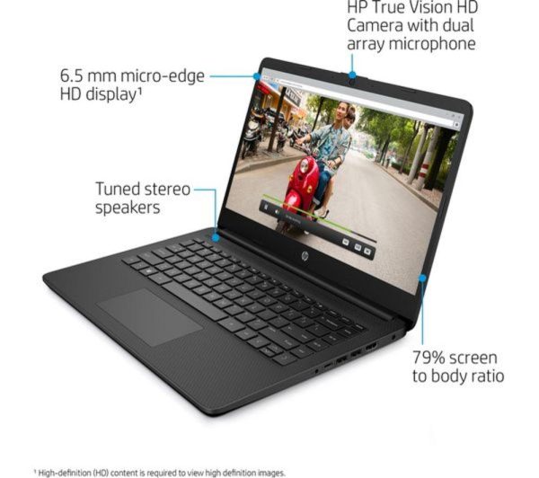 HP 14s-dq0518sa 14" Refurbished Laptop - IntelÂ® CeleronÂ®, 128 GB eMMC, Black (Excellent Condition)