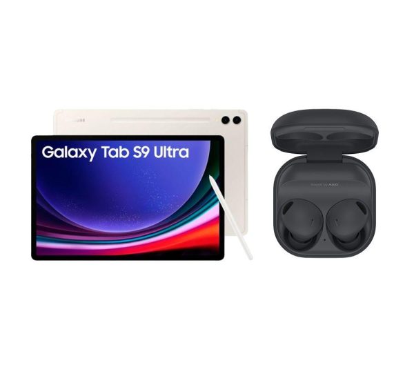 SAMSUNG Galaxy Tab S9 Ultra 14.6" Tablet (512 GB, Beige) & Galaxy Buds2 Pro Wireless Bluetooth Noise-Cancelling Earbuds Bundle