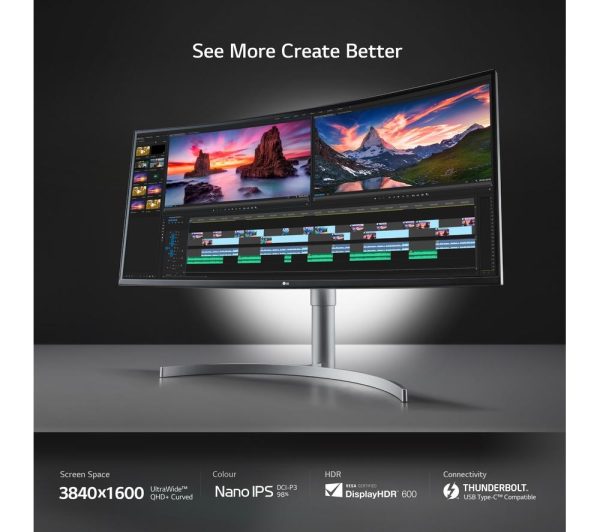 LG UltraWide 38WN95CP-W.AEK Quad HD 37.5" Curved Nano IPS LCD Monitor - White