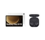 SAMSUNG Galaxy Tab S9 FE 10.9" Tablet (256 GB, Silver) & Galaxy Buds FE Wireless Bluetooth Noise-Cancelling Earbuds Bundle