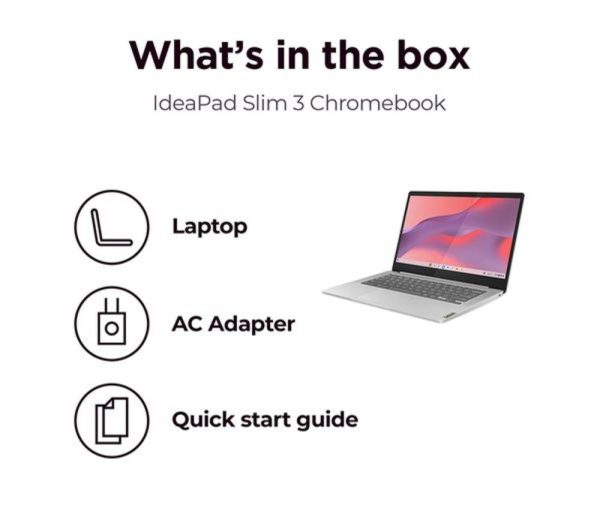 LENOVO IdeaPad Slim 3i 14" Refurbished Chromebook Plus - Intel® Core i3, 256 GB eMMC, Grey (Excellent Condition)