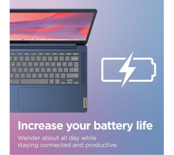 LENOVO IdeaPad Slim 3 14" Refurbished Chromebook - MediaTek Kompanio 520, 64 GB eMMC, Blue (Very Good Condition)