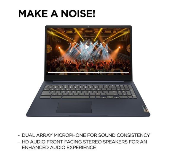 LENOVO IdeaPad Slim 3 15.6" Refurbished Chromebook - IntelÂ® PentiumÂ®, 128 GB eMMC, Blue (Very Good Condition)