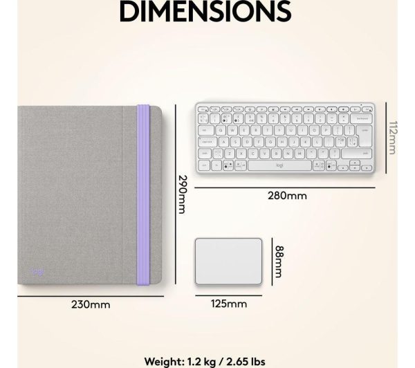 LOGITECH Casa Pop-up Desk Wireless Keyboard & Touchpad Set - Nordic Calm