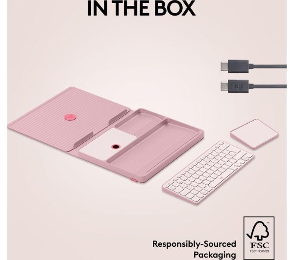 LOGITECH Casa Pop-up Desk Wireless Keyboard & Touchpad Set - Bohemian Blush