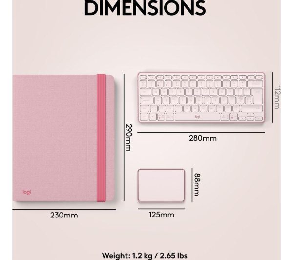 LOGITECH Casa Pop-up Desk Wireless Keyboard & Touchpad Set - Bohemian Blush