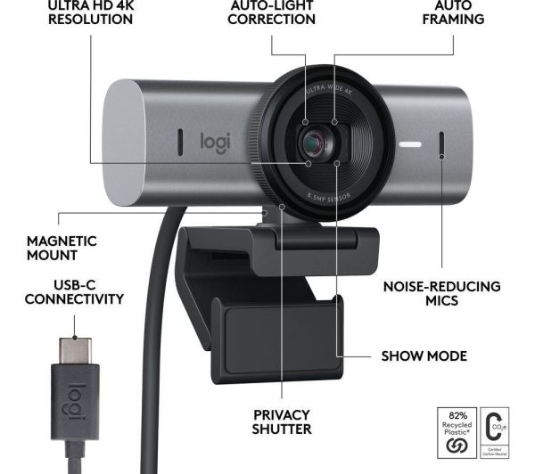 LOGITECH MX Brio 4K Ultra HD Webcam - Graphite