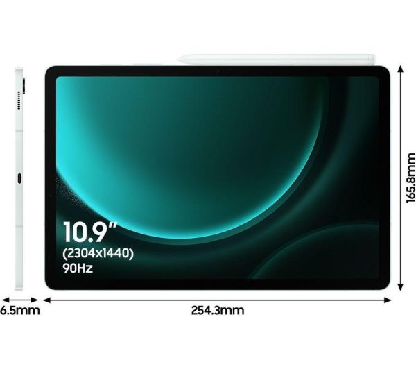 SAMSUNG Galaxy Tab S9 FE 10.9" Tablet (128 GB, Mint) & Galaxy Tab S9 and S9 FE Slim Book Cover Keyboard Case Bundle