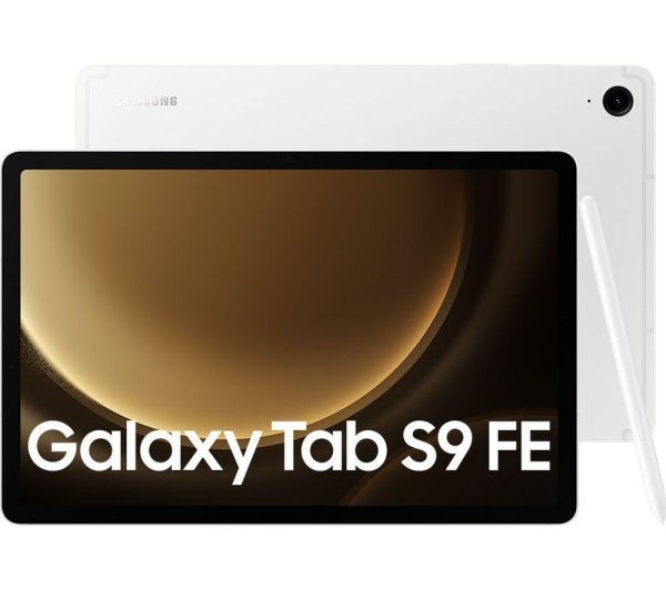 SAMSUNG Galaxy Tab S9 FE 10.9" Tablet (128 GB, Silver) & Galaxy Tab S9 and S9 FE Slim Book Cover Keyboard Case Bundle