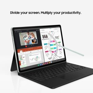 SAMSUNG Galaxy Tab S9 FE 10.9" Tablet (128 GB, Silver) & Galaxy Tab S9 and S9 FE Slim Book Cover Keyboard Case Bundle