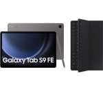 SAMSUNG Galaxy Tab S9 FE 10.9" Tablet (256 GB, Grey) & Galaxy Tab S9 and S9 FE Slim Book Cover Keyboard Case Bundle