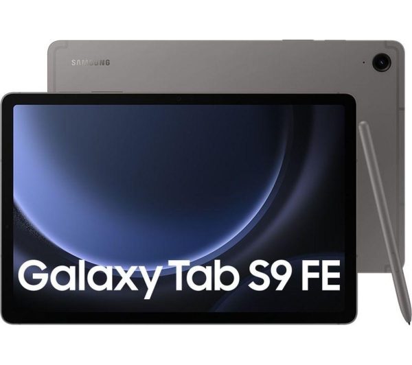 SAMSUNG Galaxy Tab S9 FE 10.9" 5G Tablet (128 GB, Grey) & Galaxy Tab S9 and S9 FE Slim Book Cover Keyboard Case Bundle