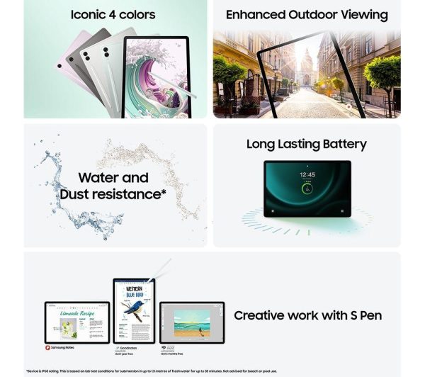 SAMSUNG Galaxy Tab S9 FE 10.9" 5G Tablet (128 GB, Grey) & Galaxy Tab S9 and S9 FE Slim Book Cover Keyboard Case Bundle