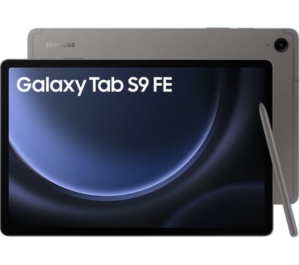 SAMSUNG Galaxy Tab S9 FE 10.9" 5G Tablet (256 GB, Grey) & Galaxy Tab S9 and S9 FE Slim Book Cover Keyboard Case Bundle