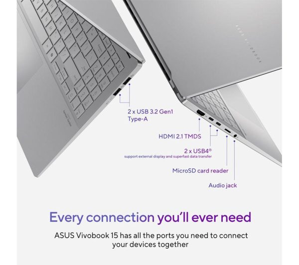 ASUS Vivobook S 15" Laptop, Copilot+ PC - Snapdragon X Elite, 1 TB SSD, Silver