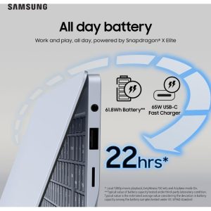 SAMSUNG Galaxy Book4 Edge 16" Laptop, Copilot+ PC - Snapdragon X Elite, 1 TB SSD, Sapphire Blue