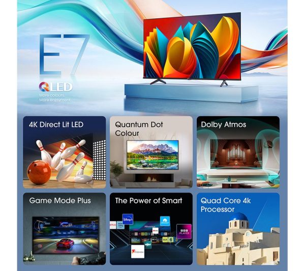 HISENSE 43E7NQTUK 43" Smart 4K Ultra HD HDR QLED TV with Amazon Alexa