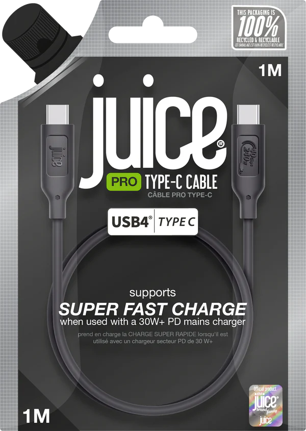Juice USB4 Type-C to Type-C Charging and Display Cable 1m