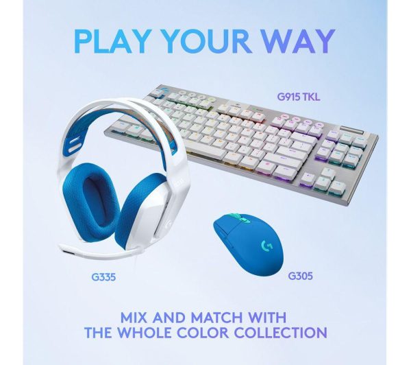LOGITECH G335 Gaming Headset - White & Blue