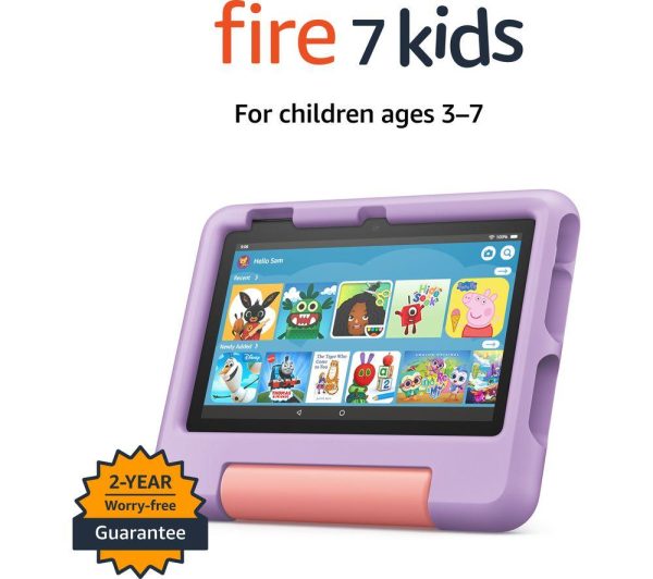 AMAZON Fire 7 Kids (ages 3-7) Tablet (2022) - 16 GB, Purple