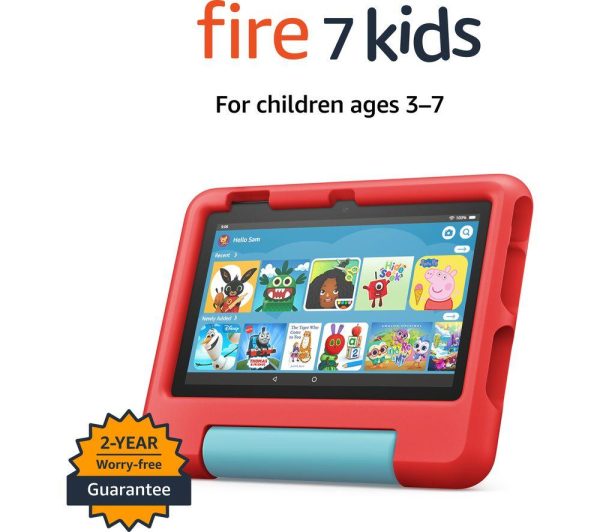 AMAZON Fire 7 Kids (ages 3-7) Tablet (2022) - 16 GB, Red