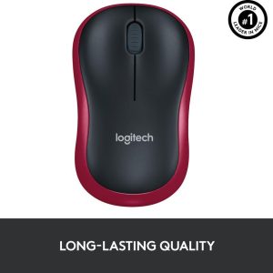 LOGITECH M185 Wireless Optical Mouse - Black & Red
