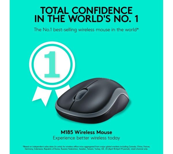 LOGITECH M185 Wireless Optical Mouse - Grey