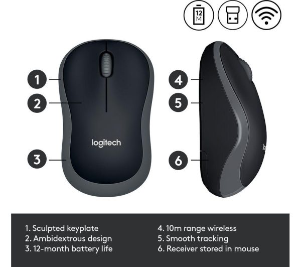 LOGITECH M185 Wireless Optical Mouse - Grey
