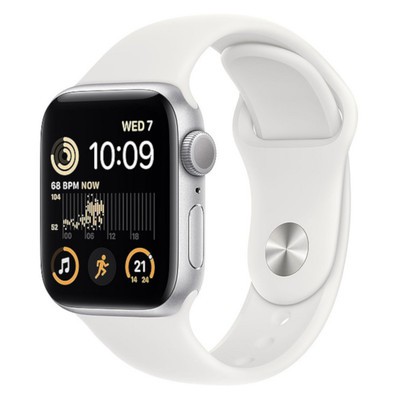 Apple Watch SE (2022) GPS Silver Aluminium 44MM White Sport Band