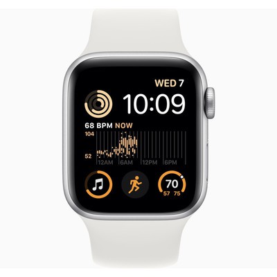 Apple Watch SE (2022) GPS Silver Aluminium 44MM White Sport Band