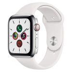 Apple Watch Series 5 GPS+Cellular Silver Stainless Steel 44MM White Sport Band