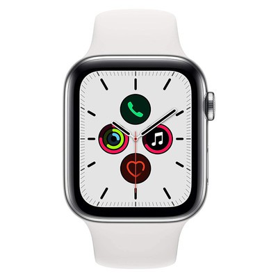 Apple Watch Series 5 GPS+Cellular Silver Stainless Steel 44MM White Sport Band