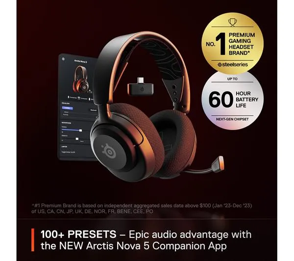 STEELSERIES Arctis Nova 5 Wireless PC Gaming Headset - Black