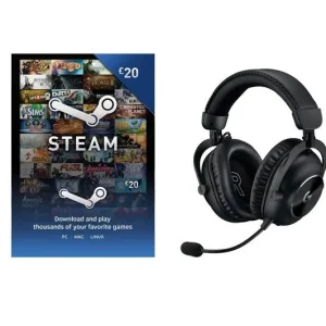 LOGITECH PRO X 2 LIGHTSPEED Wireless 7.1 Gaming Headset (Black) & Steam Wallet Card (£20) Bundle