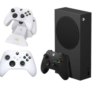 MICROSOFT Xbox Series S (1 TB), Additional White Controller & VS2871 Xbox Series X/S & Xbox One Twin Docking Station (White) Bundle