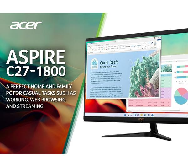 ACER Aspire C27-1800 27" All-in-One PC - Intel® Core™ i5, 512 GB SSD, Black