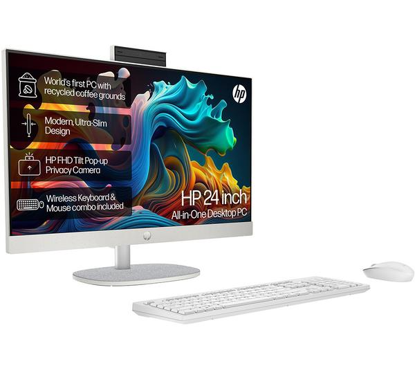 HP 24-cr0023na 23.8" All-in-One PC - AMD Ryzen 5, 256 GB SSD, White