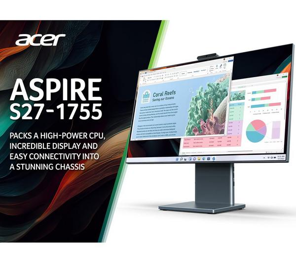 ACER Aspire S27-1755 27" All-in-One PC - Intel® Core™ i5, 1 TB SSD, Grey