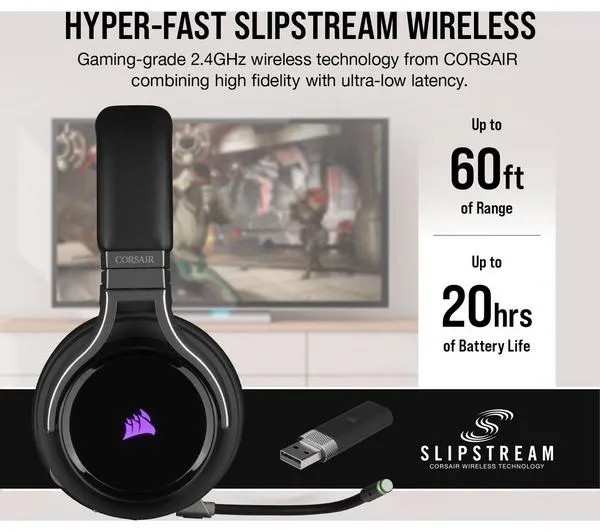 CORSAIR Virtuoso RGB Wireless 7.1 Gaming Headset - Black