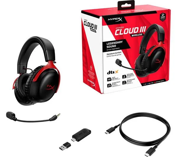 HYPERX Cloud III Wireless Gaming Headset - Black & Red