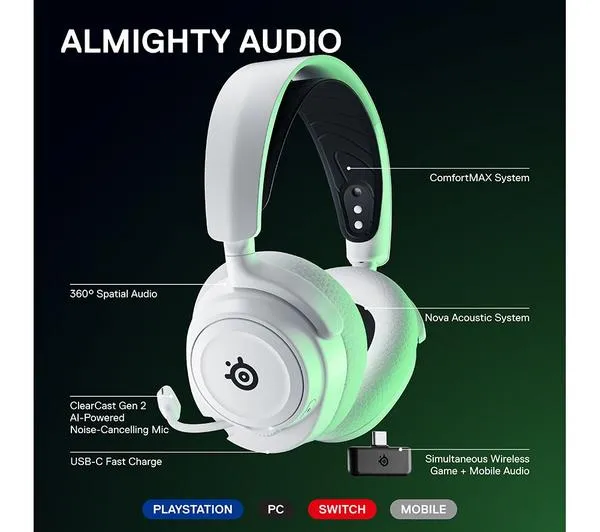 STEELSERIES Arctis Nova 7X Wireless 7.1 Gaming Headset - White