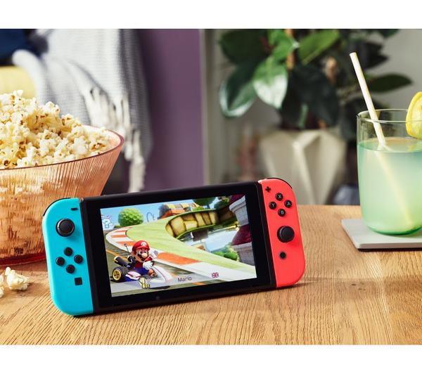NINTENDO Switch Neon, Mario Kart 8 & Joy-Con Racing Wheels Bundle