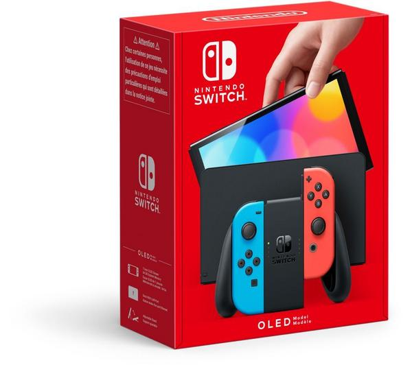 NINTENDO Switch OLED Neon, Mario Kart 8 Deluxe & Racing Wheels Bundle