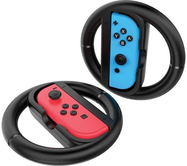 NINTENDO Switch OLED Neon, Mario Kart 8 Deluxe & Racing Wheels Bundle